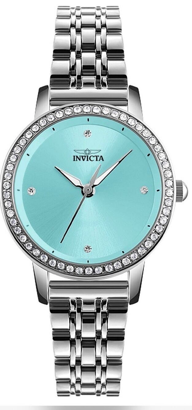 Invicta Celestial Lady 31mm Silver Tone Case Blue Metal Dial Silver Band 70258